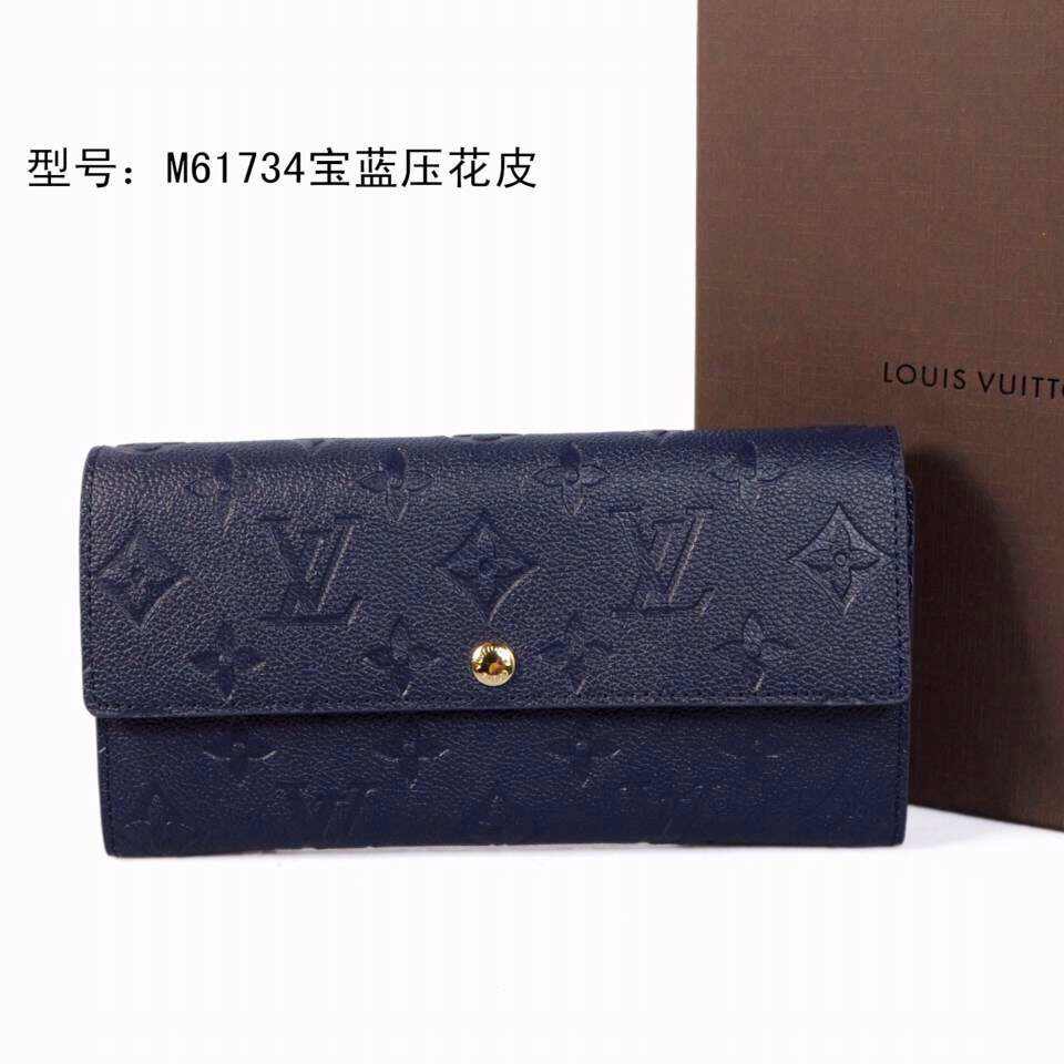 LV 路易威登 原版壓花荔枝紋長款搭扣女士皮夾 M61734