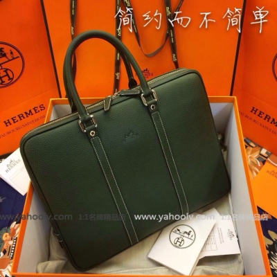 爆款回貨 經典Hermes H925-046墨綠 采用法國進口頭層荔枝紋