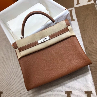 愛馬仕Hermes Kelly 32Cm Togo 37 Gold 金棕 銀扣 頂級工藝 手縫蠟線