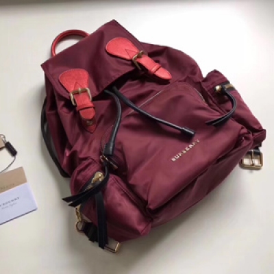 Burberry專櫃 The Rucksack 軍旅背包。中號40166221。 採用柔韌的防水尼龍布料拼接牛皮搭配。既輕便又實用。 旅行首選哦 28*11*36cm