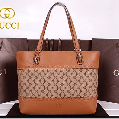 2014新款古馳 Gucci高端女士手提包 原版皮經典雙G壓花單肩包 33900棕色