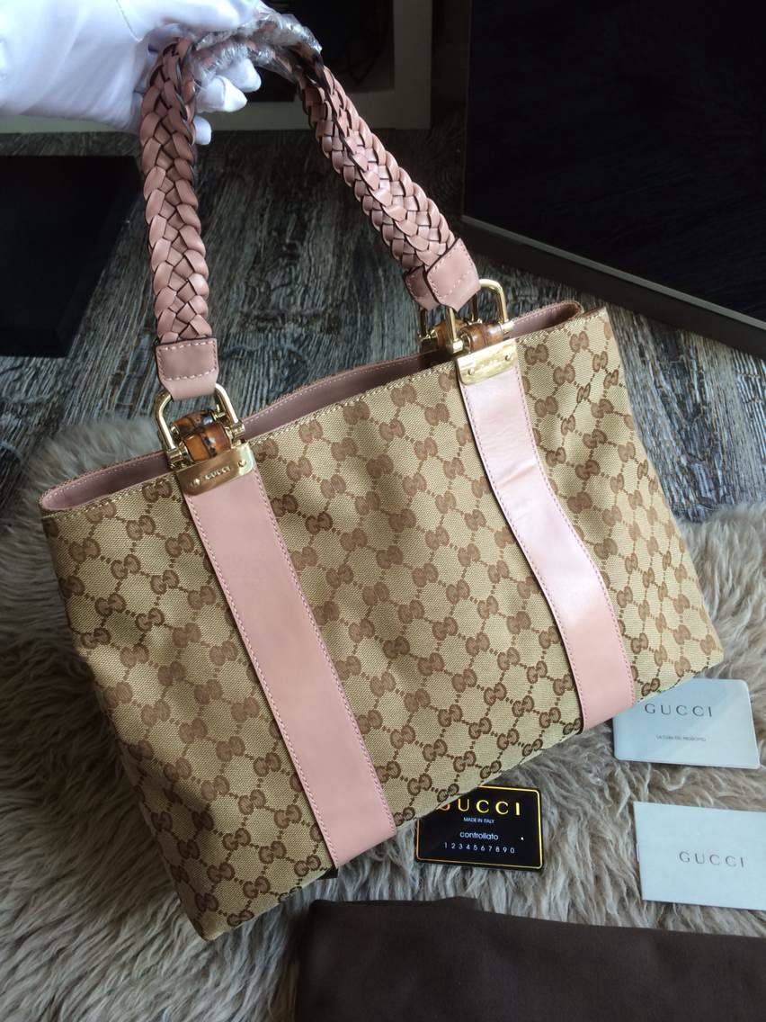 Gucci 2014最新專櫃款式 232947  全手工編織手帶 竹節金