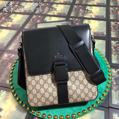 【Gucci古馳】Gucci新款。市場頂級獨家控貨，專櫃品質 採用進口牛皮，原廠五金！精緻做工。 獨家實物拍照 品質如圖可見。款號: 406368。尺寸：寬25.5*高26*側寬6