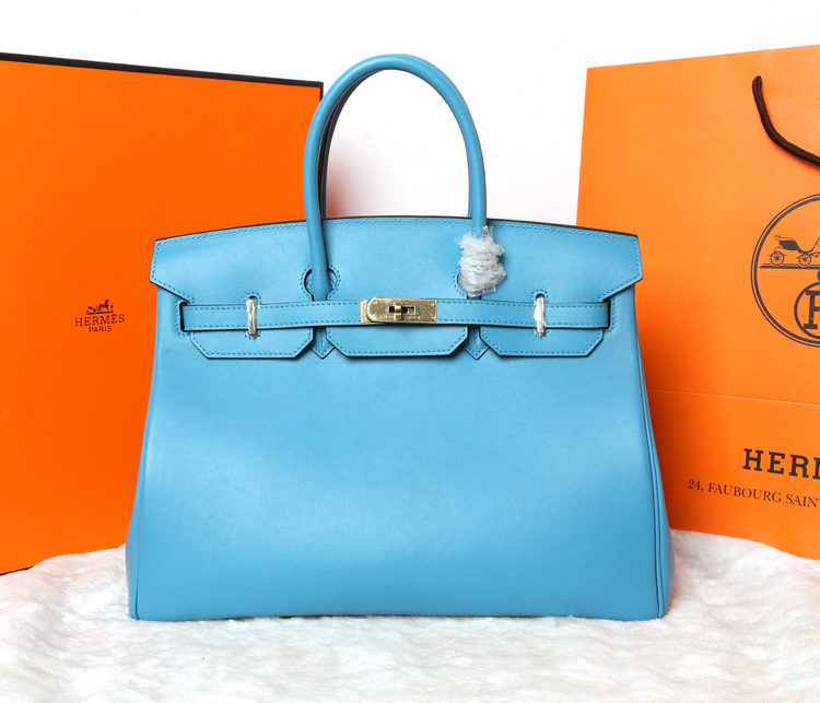 H6135-天藍色 原版小牛皮 愛馬仕/BIRKIN 頂級手工制作 (至愛H傢必備！)