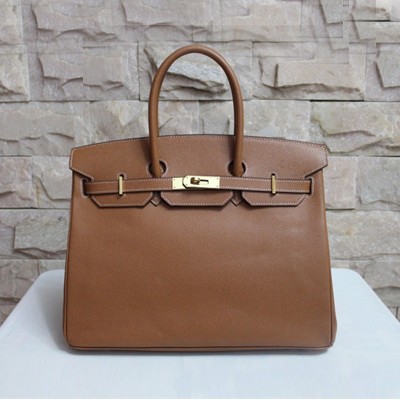 愛馬仕Hermes Birkin 休閑時尚 手掌紋牛皮手提 HB19011土黃