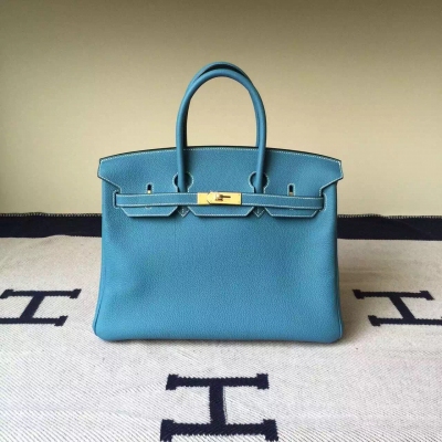 超級名媛 Hermes Togo皮 birkin3 0CM牛仔蓝  原廠進口牛皮 海關暢通無阻