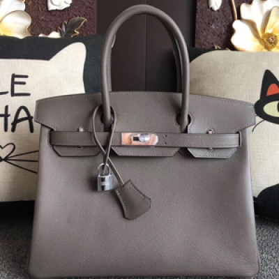 Hermes Birkin30 進口原廠Epsom皮 頂級純手工蜜蠟線 做工 走線 五金 皮質 原版 看細節 女神手提包 8F 錫器灰