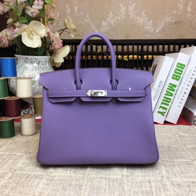 愛馬仕Hermes Bk 25cm 原廠頂級進口小牛皮 配手工蜜蠟線縫製 老工匠手藝 愛馬仕Hermes 經典款 【薰衣草紫】金銀扣