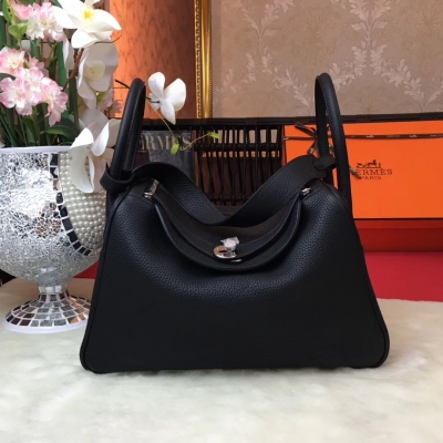 愛馬仕Hermes Lindy 30cm 原廠頂級進口原廠togo皮 配 手工蜜蠟線縫製 老工匠手藝 愛馬仕Hermes 經典款 【黑色】銀扣