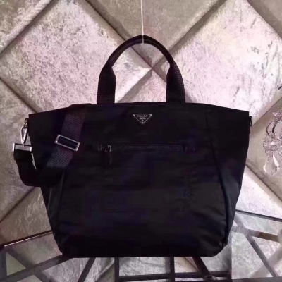 Prada BR4376【黑色】進口防水降落傘布！手提斜挎兩用購物袋！尺寸33x33x17cm