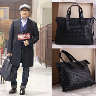 Bottega Veneta 寶緹嘉 爸爸去哪瞭 王嶽倫同款 進口綿羊皮大號男士手提包 購物袋 9626