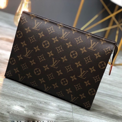 LV LOUIS VUITTON路易威登 全新頂級原單 升級版 經典26號盥洗袋 M47542老花手包 尺寸：26*20*5cm