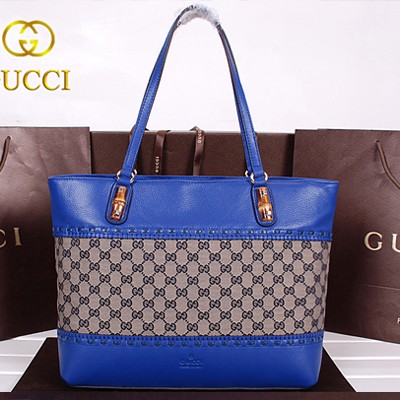 2014新款古馳 Gucci高端女士手提包 原版皮經典雙G壓花單肩包 33900寶藍色