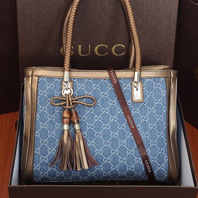 2014新款Gucci 引領時尚 原版藍色牛仔手提包 女包 269945