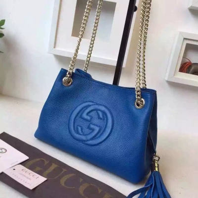 【Gucci New】Gucci 15年夏季最新mini火爆款雙鏈單肩攜掛肩背以經典soho皮革製成，柔軟上佳，質感輕盈，原版紋路，注重每一細節，堅持一貫優等品質