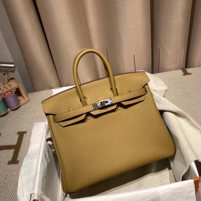 HERMES愛馬仕 Birkin 25cm Togo U8青銅色 銀扣