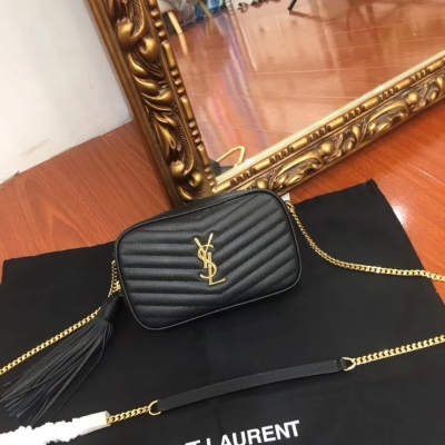 YSL SLP Yves Saint laurent聖羅蘭 魚子醬相機包 精緻又低調的款式 復古logo時尚個性配流蘇吊牌 內裡空間充盈 設有小卡槽 背後有隔層尺寸18.5/11/5cm！型號：505731球