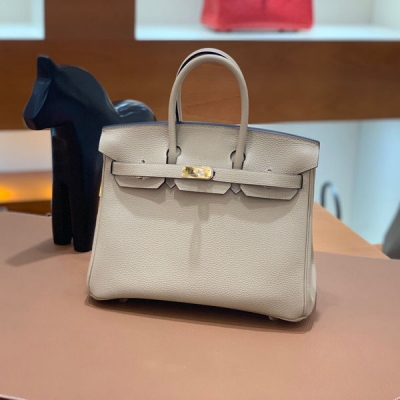 HERMES愛馬仕 Togo 風衣灰 Birkin 25金扣