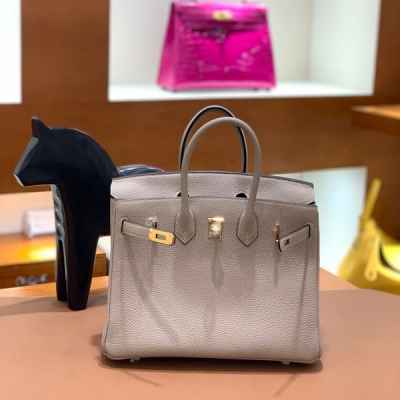 HERMES愛馬仕 Togo 斑鳩灰 Birkin 25金扣