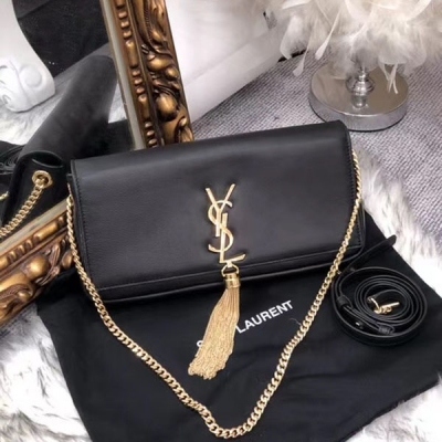 YSL SLP Yves Saint laurent聖羅蘭 原單進口小羊皮流蘇包KATE 99的多種背法，亮金短鏈條肩帶，手拎or腋下背，復古時髦 晚宴造型必不可少，拆卸肩帶秒變手包，尺寸：26x13.5x4.5cm 型號