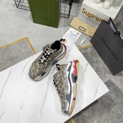 GUCCI古馳 最新爆款Gucci x Balenciage Triple S 巴黎世家 聯名款 老爹鞋 三色，情侶款，碼數35-45， 頂級版本！