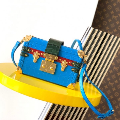 LOUIS VUITTON LV路易威登 純鋼五金 M40273 44199七彩鱷魚紋 PETITE MALLE BOX盒子包 19×5×11.5CM