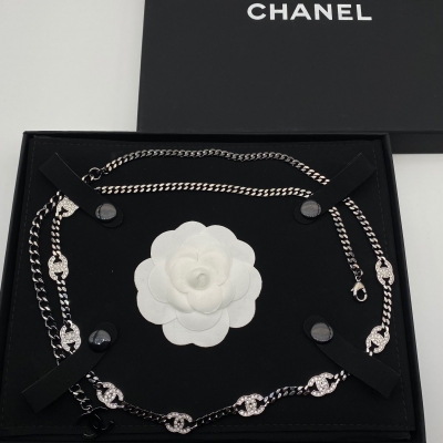 Chanel香奈兒 Choker 滿鑽Logo項鍊腰鏈 2021ss秋冬高級手工坊城堡系列 銀黑色/金銀色 手鏈/項鏈/腰鏈