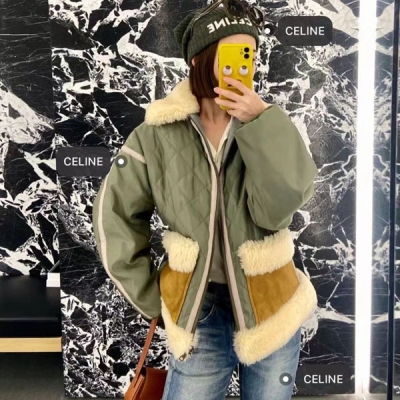 Celine 瑟琳 2021fw 秀款拼色棉衣Celine酷女孩必備 巨時髦的休閒款 高顏值禦寒神器！南方的姐妹一件過冬完全沒問題 原版開發頂級品質 SML