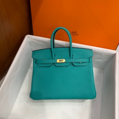 Hermes愛馬仕 Togo 維羅納綠 Birkin BK 鉑金包 25cm 金扣