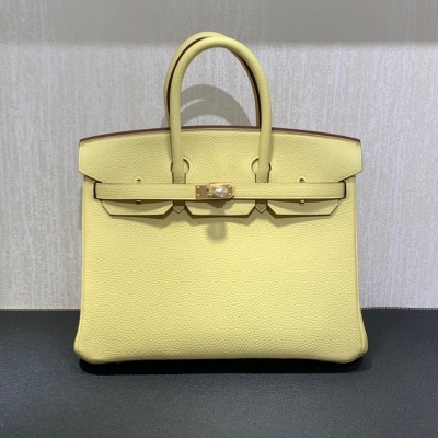 Hermes愛馬仕 togo 小雞黃 Birkin BK 鉑金包 25cm 金扣