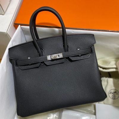 Hermes愛馬仕 Togo 黑色 Birkin BK 鉑金包 25cm 銀扣