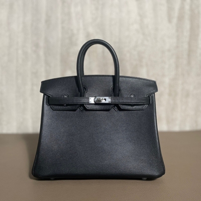 Hermes愛馬仕 swift 黑色 鉑金包 Birkin 25 銀