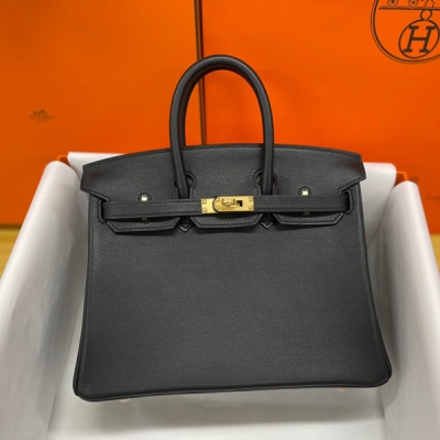 Hermes愛馬仕 swift 黑色 鉑金包 Birkin 25 金