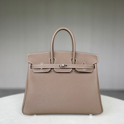 Hermes愛馬仕 Togo 大象灰 Birkin BK 鉑金包 25cm 銀扣